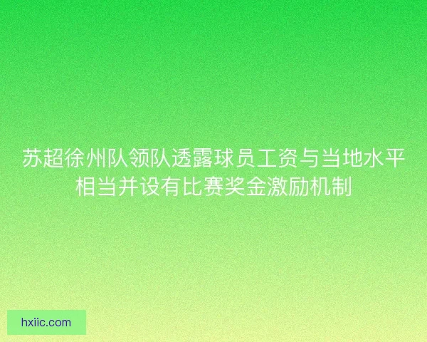 苏超徐州队领队透露球员工资与当地水平相当并设有比赛奖金激励机制 苏超徐州队领队透露球员工资与当地水平相当并设有比赛奖金激励机制