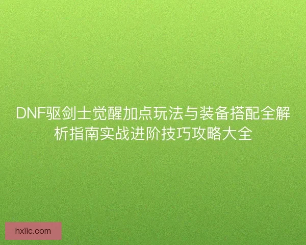 DNF驱剑士觉醒加点玩法与装备搭配全解析指南实战进阶技巧攻略大全